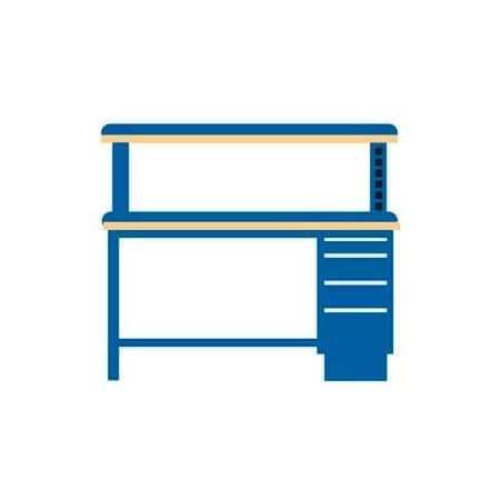 Lista International 72x30x52.5 Cabinet & Leg workstation w/4 drawers, powered riser shelf/static dis. top TB3202-SDB7230-BB